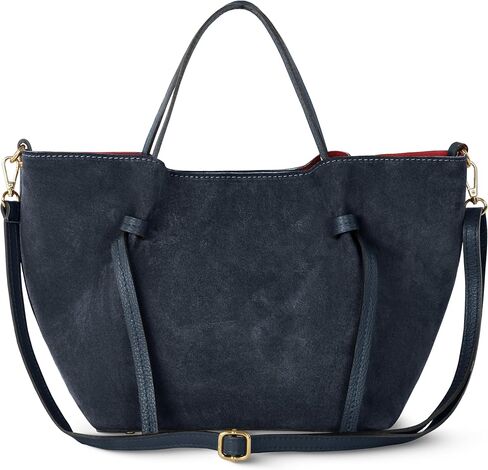 Italian Genuine Suede Tote Bag for Women with Detachable Strap | Structured Top-Handle Purse with Interior Pouch in Saudi Arabia