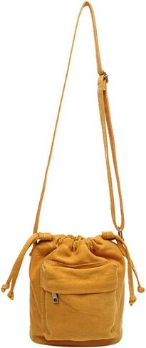 Small Crossbody Bag for Women Shoulder Bag Mini Drawstring Bucket Bag Canvas Tote Handbag Cellphone Bag Purse in Saudi Arabia