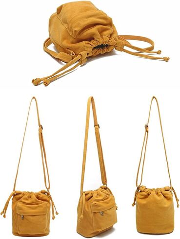 Small Crossbody Bag for Women Shoulder Bag Mini Drawstring Bucket Bag Canvas Tote Handbag Cellphone Bag Purse in Saudi Arabia