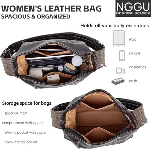 Tote Bag for Women Vintage Distressed Leather Shoulder Bag Crossbody Purse with Rivets Large Capacity Handbags Brown in Saudi Arabia