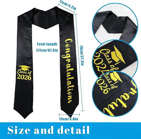 Graduation Stole Sash Unisex Class of 2026 Graduation Stole in Kuwait