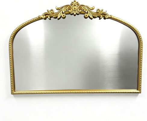 Arched Gold Vintage Mirror, French Baroque Antique Wall Mirror for Living Room Bedroom Bathroom, Decorative Large Mirror for Fireplace Entryway Hallway Vanity, Home Decor Gift for Homemakers,32x20In in Saudi Arabia