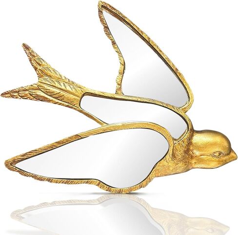 Decorative Golden Bird Wall Mirror, Small Vintage Mirrors for Wall Art Decor Perfect for Victorian and European Themed Homes Living Room Bedroom Creative Home Decoration (8.5 × 6.9 inches) in Saudi Arabia