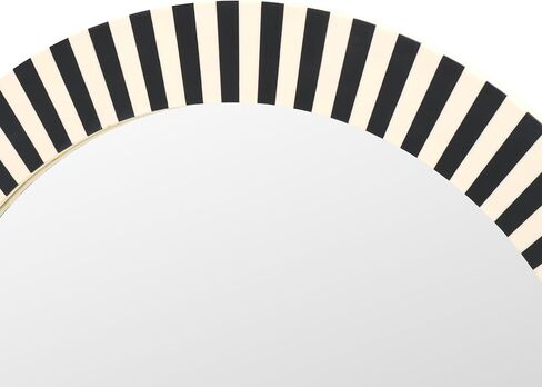 SAFAVIEH Home Collection Charli Black & Ivory Stripe Border 29-inch Round Mirror in Kuwait