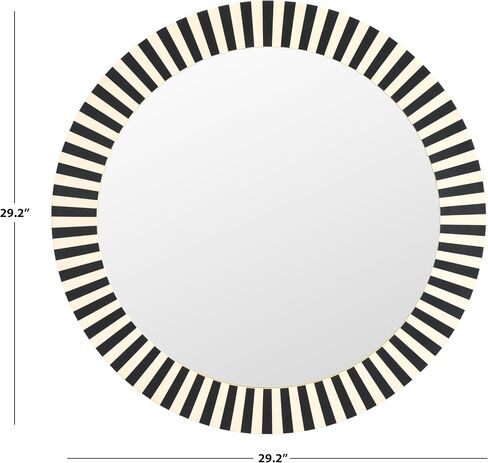 SAFAVIEH Home Collection Charli Black & Ivory Stripe Border 29-inch Round Mirror in Kuwait