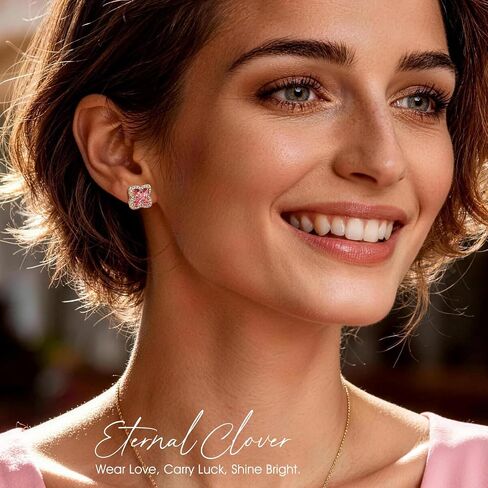 Moissa 925 Sterling Silver Four-Leaf Clover Earring & Necklace Set in Kuwait