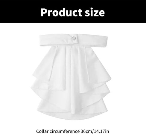 Elegant White Ruffle Necktie Victorian Medieval Vintage Detachable False Collar Shirt Front for Costume Parties in Saudi Arabia