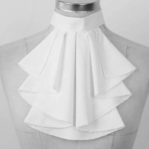 Elegant White Ruffle Necktie Victorian Medieval Vintage Detachable False Collar Shirt Front for Costume Parties in Saudi Arabia