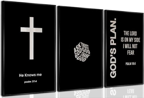 Christian Bible Canvas Wall Art Modern Black White Bible Scripture Painting Decor Picture Faith Inspirational Cross Poster Print for Dining Living Prayer Kitchen Church Bedroom Decoration No framed in Saudi Arabia