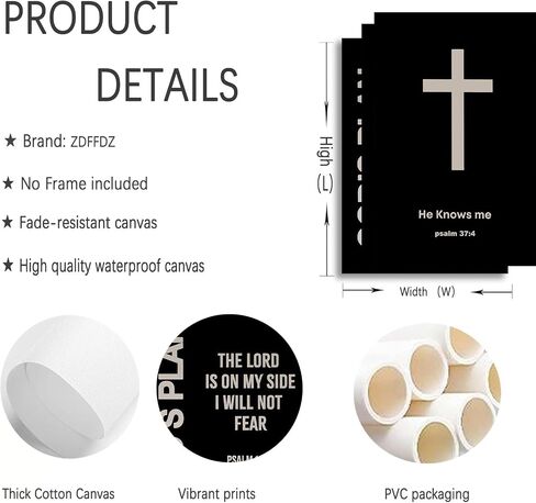 Christian Bible Canvas Wall Art Modern Black White Bible Scripture Painting Decor Picture Faith Inspirational Cross Poster Print for Dining Living Prayer Kitchen Church Bedroom Decoration No framed in Saudi Arabia