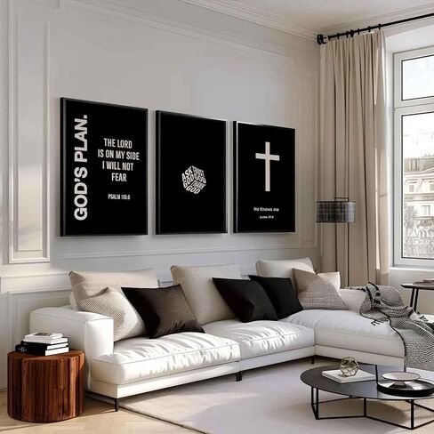 Christian Bible Canvas Wall Art Modern Black White Bible Scripture Painting Decor Picture Faith Inspirational Cross Poster Print for Dining Living Prayer Kitchen Church Bedroom Decoration No framed in Saudi Arabia