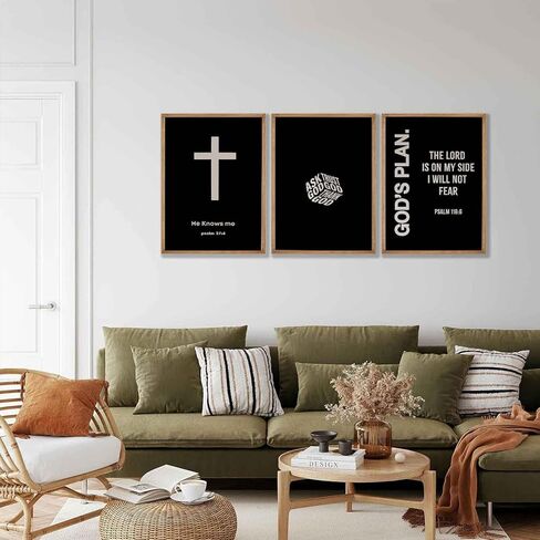 Christian Bible Canvas Wall Art Modern Black White Bible Scripture Painting Decor Picture Faith Inspirational Cross Poster Print for Dining Living Prayer Kitchen Church Bedroom Decoration No framed in Saudi Arabia