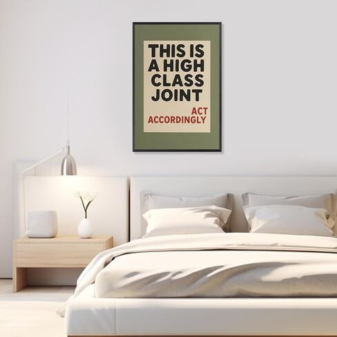 Retro Funny Quote Wall Art This Is A High Class Joint Posters Olive Green Typography Picture Painting Neutral Preppy Room Aesthetic Wall Decor for Bathroom Living Room 12x16in Unframed in Kuwait
