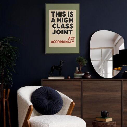 Retro Funny Quote Wall Art This Is A High Class Joint Posters Olive Green Typography Picture Painting Neutral Preppy Room Aesthetic Wall Decor for Bathroom Living Room 12x16in Unframed in Kuwait