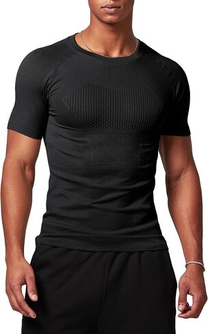 Ouber Seamless Compression Shirt Short-Sleeve Workout Gym T-Shirts for Men in Saudi Arabia