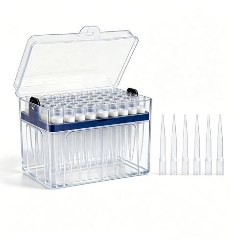 1000μl Pipette Tips,Universal Polypropylene Clear Pipet Tips,Laboratory Non-pyrogenic Autoclavable Pipet Tips,DNAse RNAse Free,1 Rack 96 Tips with Box (1000μl) in Kuwait