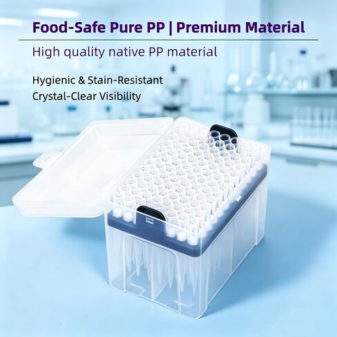 1000μl Pipette Tips,Universal Polypropylene Clear Pipet Tips,Laboratory Non-pyrogenic Autoclavable Pipet Tips,DNAse RNAse Free,1 Rack 96 Tips with Box (1000μl) in Kuwait