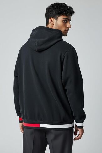 1826 Mens Quilted Hybrid Jacket with Fleece Sleeves, Drawstring Hood, Stripped Hem in Saudi Arabia