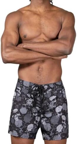 Killstar Sepulture Swim Shorts Skull Mens Drawstring Goth Grunge Punk-XXL Black in Saudi Arabia