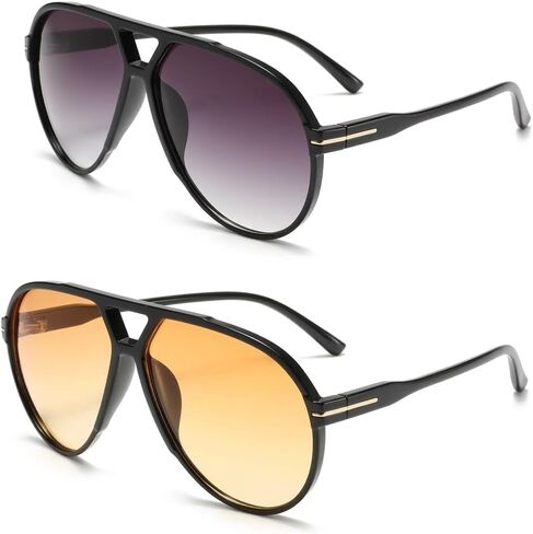 Retro Aviator Sunglasses for Women Men Trendy Oversized 70s 80s Classic Square Shades UV400 Protection in Saudi Arabia