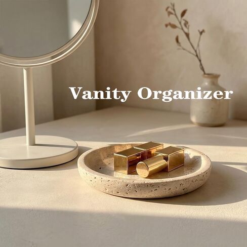Natural Beige Travertine Jewelry Dish 5.5 Inch, Handmade Travertine Tray & Trinket Dish,Multi-Functional Decorative Stone Tray for Earrings,Ring, Keys, Lipsticks, Ideal Gift for Wome, in Saudi Arabia