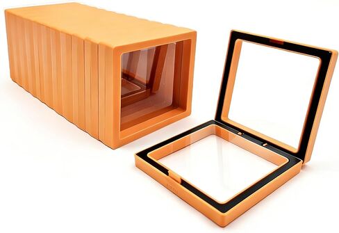 12 PCS Dual-Color Packaging Box 3D Floating Frame Display Stand, Color-Matching Packaging Display Box, Transparent Window Jewelry Case, PE Film Anti-Oxidation Storage Case. (Black+Pink) in Saudi Arabia