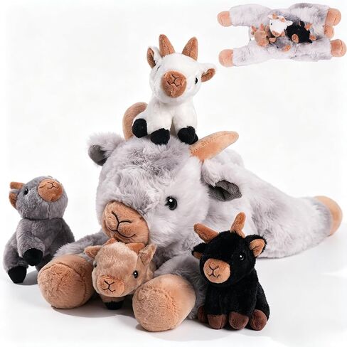 Youthfuljive 5 Pcs Penguin Stuffed Animal with Babies, 13 Inch Mommy Stuffed Animal Penguin Plush Toy with 4 Baby Penguins Zipper Belly Soft Cuddly Penguin Plushie Pillow Toys for Kids Birthday in Saudi Arabia