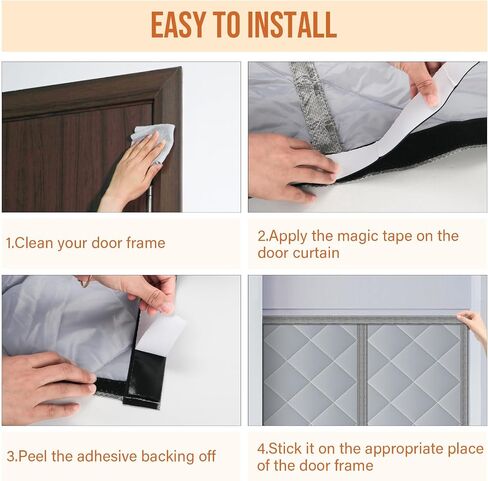 BEWAVE Magnetic Insulated Door Curtain Magnetic Thermal and Insulation Self-Closing Door Cover for Winter Patio Bedroom AC Room Fits Door Size up to 36" x 80", IDC01 in Kuwait