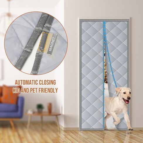 BEWAVE Magnetic Insulated Door Curtain Magnetic Thermal and Insulation Self-Closing Door Cover for Winter Patio Bedroom AC Room Fits Door Size up to 36" x 80", IDC01 in Kuwait