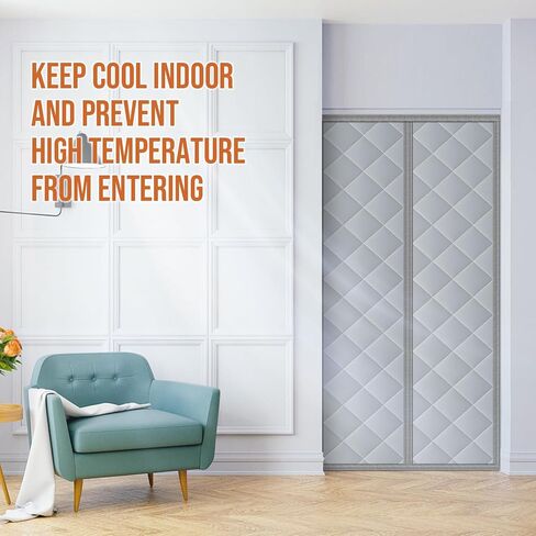 BEWAVE Magnetic Insulated Door Curtain Magnetic Thermal and Insulation Self-Closing Door Cover for Winter Patio Bedroom AC Room Fits Door Size up to 36" x 80", IDC01 in Kuwait