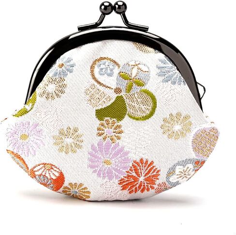 Kyoto Nishijin-ori Coin Purse Vintage Pouch Long Coin Pouch Women Wallet Kiss lock (black/red) in Saudi Arabia
