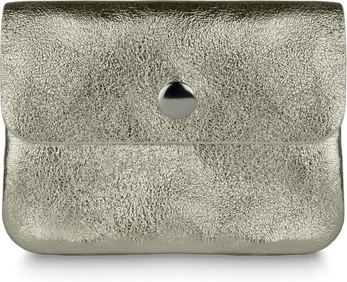 Italian Genuine Metallic Suede Wallet for Women with Snap Closure & Zipper | Small Designer Evening Card Case (Bronze) in Saudi Arabia