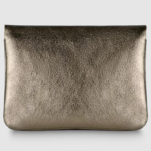 Italian Genuine Metallic Suede Wallet for Women with Snap Closure & Zipper | Small Designer Evening Card Case (Bronze) in Saudi Arabia