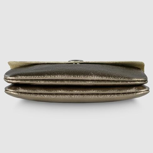 Italian Genuine Metallic Suede Wallet for Women with Snap Closure & Zipper | Small Designer Evening Card Case (Bronze) in Saudi Arabia