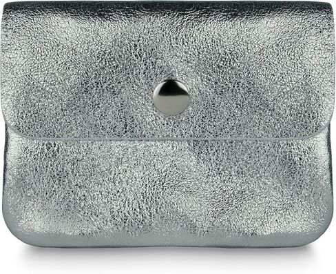 Italian Genuine Metallic Suede Wallet for Women with Snap Closure & Zipper | Small Designer Evening Card Case (Bronze) in Saudi Arabia