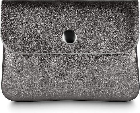 Italian Genuine Metallic Suede Wallet for Women with Snap Closure & Zipper | Small Designer Evening Card Case (Bronze) in Saudi Arabia