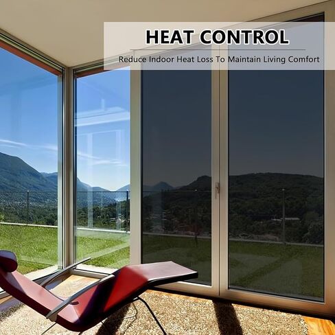 BAOOOFU Window Privacy Film - 30 Inch x 19.5 Ft Reflective Window Tint for Home Heat Blocking, 99% UV Protection Heat Control House Tint for Sliding Glass Front Door, Energy Saviing in Kuwait