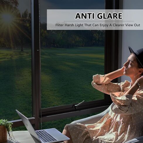 BAOOOFU Window Privacy Film - 30 Inch x 19.5 Ft Reflective Window Tint for Home Heat Blocking, 99% UV Protection Heat Control House Tint for Sliding Glass Front Door, Energy Saviing in Kuwait