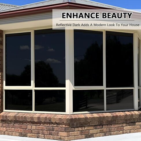 BAOOOFU Window Privacy Film - 30 Inch x 19.5 Ft Reflective Window Tint for Home Heat Blocking, 99% UV Protection Heat Control House Tint for Sliding Glass Front Door, Energy Saviing in Kuwait