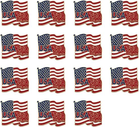15PCS 250th Anniversary USA Pins 4th of July Independence Day Patriotic America Flag Lapel Enamel Buttons Jewelry Accessories Bulk in Saudi Arabia