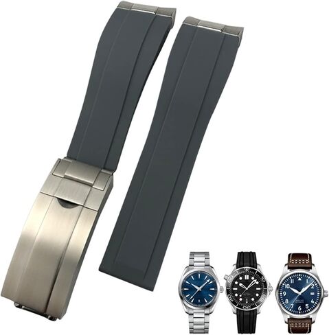 20mm Rubber Watchband for Omega Seamaster 300 AT150 Metal Link Rubber Watchband Curved End Sport Strap in Saudi Arabia