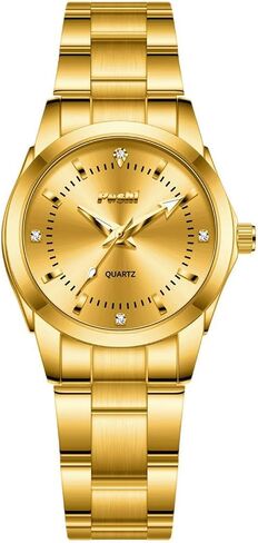 Small Gold Watch for Women, Stainless Steel Bracelet, Diamond Accents, Slim Minimalist Elegant Dress Watch in Saudi Arabia