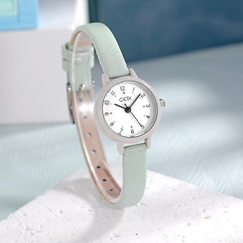 CARLIEN Women's Small Cute Simple Easy to Read Analog Quartz Watches Candy Colors PU Leather Strap Classic Fashion Ladies Wrist Watch Waterproof in Saudi Arabia