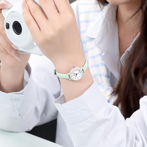 CARLIEN Women's Small Cute Simple Easy to Read Analog Quartz Watches Candy Colors PU Leather Strap Classic Fashion Ladies Wrist Watch Waterproof in Saudi Arabia