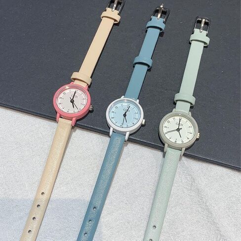 CARLIEN Women's Small Cute Simple Easy to Read Analog Quartz Watches Candy Colors PU Leather Strap Classic Fashion Ladies Wrist Watch Waterproof in Saudi Arabia