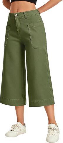 Metietila Capri Pants for Women High Waisted Wide Leg Cropped Jeans Summer Casual Stretchy Denim Jeans with Pockets in Saudi Arabia