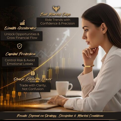BullionX Profit Booster Bracelet for Men & Women — 5 Stone Trader Bracelet with Natural Pyrite Tiger Eye Garnet Sunstone & Golden Crystal, Wealth Manifestation Bracelet for Stock Market Investors, Gift for Traders with Authenticity Certificate in Saudi Arabia