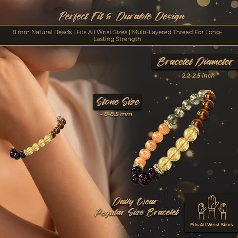 BullionX Profit Booster Bracelet for Men & Women — 5 Stone Trader Bracelet with Natural Pyrite Tiger Eye Garnet Sunstone & Golden Crystal, Wealth Manifestation Bracelet for Stock Market Investors, Gift for Traders with Authenticity Certificate in Saudi Arabia