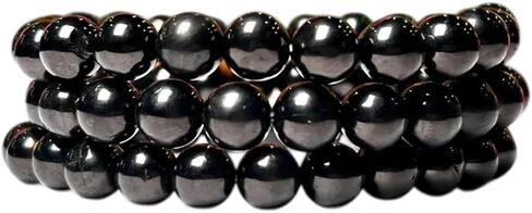 8mm Whitby Jet stone Round Beads Stretch Bracelet in Saudi Arabia