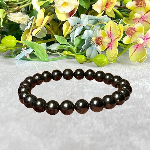 8mm Whitby Jet stone Round Beads Stretch Bracelet in Saudi Arabia